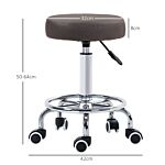 Vinsetto Pu Leather Rolling Stool, Height Adjustable Stool Chair With Wheels For Salon, Massage, Spa, Grey