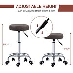 Vinsetto Pu Leather Rolling Stool, Height Adjustable Stool Chair With Wheels For Salon, Massage, Spa, Grey
