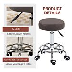 Vinsetto Pu Leather Rolling Stool, Height Adjustable Stool Chair With Wheels For Salon, Massage, Spa, Grey