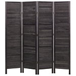 Room Divider Dark Brown Wood Paulownia Plywood 4 Panels Folding Decorative Screen Partition Living Room Bedroom Traditional Design Beliani