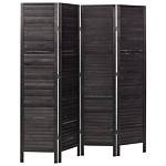 Room Divider Dark Brown Wood Paulownia Plywood 4 Panels Folding Decorative Screen Partition Living Room Bedroom Traditional Design Beliani