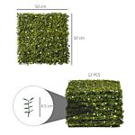 Outsunny 12pcs Artificial Boxwood Wall Panels 50cm X 50cm Grass Privacy Fence Screen Faux Hedge Greenery Backdrop Encrypted Milan Grass