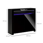 Homcom High Gloss Led Cabinet Cupboard Sideboard Buffet Console With Rgb Lighting For Entryway, Dining Area, Living Room, Black