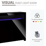 Homcom High Gloss Led Cabinet Cupboard Sideboard Buffet Console With Rgb Lighting For Entryway, Dining Area, Living Room, Black