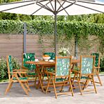 Vidaxl Reclining Garden Chairs 6 Pcs Green Fabric And Solid Wood