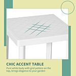 Outsunny Garden Side Table Outdoor Square Coffee End Table For Drink Snack, White