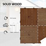 Outsunny 27 Pcs Wooden Interlocking Decking Tiles, 30 X 30 Cm Anti-slip Outdoor Flooring Tiles, 0.81㎡ Per Pack, All Weather Use For Patio, Balcony, Terrace, Hot Tub, Brown