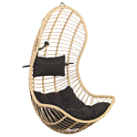 Hanging Chair Beige Rattan Metal Frame Indoor-outdoor Curved Shape Boho Beliani