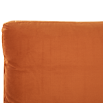 Eu King Size Bed Orange Velvet Upholstery 5ft3 Slatted Base With Thick Padded Headboard With Cushions Beliani