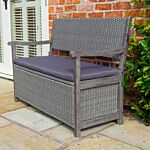 Alderley Rattan Storage Bench - Grey