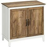 Homcom Farmhouse Storage Cabinet, Sideboard Storage Cupboard With Double Doors And Shelves, Dark Grey