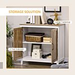 Homcom Farmhouse Storage Cabinet, Sideboard Storage Cupboard With Double Doors And Shelves, Dark Grey