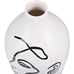 Flower Vase White Stoneware Face Motif Indoor Decoration Piece Modern Design Waterproof Beliani