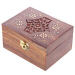 Decorative Sheesham Wood Floral Compartment Box Medium