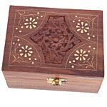 Decorative Sheesham Wood Floral Compartment Box Medium