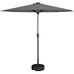 Outsunny Garden Parasol With Led Lights, Solar Charged Patio Umbrella With Crank Handle, For Outdoor, Charcoal Grey