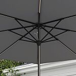 Outsunny Garden Parasol With Led Lights, Solar Charged Patio Umbrella With Crank Handle, For Outdoor, Charcoal Grey