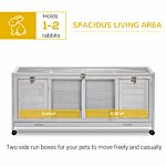 Pawhut Wooden Rabbit Hutch, Mobile Guinea Pig Cage, Separable Bunny Run, Small Animal House With Wheels, Slide-out Tray, 138 X 53 X 61cm, Light Grey