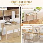 Homcom Folding Dining Table, Extendable Kitchen Table For Small Space, Wooden Drop Leaf Table For 2-4 People, Natural Wood Effect