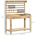 Outsunny Potting Bench Table, Garden Work Bench, Workstation With Metal Sieve Screen, Removable Sink, Additional Hooks And Baskets For Patio, Balcony