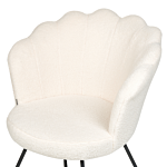 Armless Chair White Boucle Upholstery Shell Back Vintage Classic Design Black Metal Frame Beliani