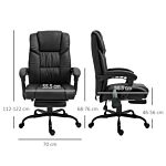 Vinsetto 6-point Pu Leather Massage Racing Chair Electric Padded Recliner Chair Height Angle Adjustable 5 Wheels W/ Remote Footrest Home Office Black