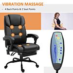 Vinsetto 6-point Pu Leather Massage Racing Chair Electric Padded Recliner Chair Height Angle Adjustable 5 Wheels W/ Remote Footrest Home Office Black