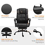 Vinsetto 6-point Pu Leather Massage Racing Chair Electric Padded Recliner Chair Height Angle Adjustable 5 Wheels W/ Remote Footrest Home Office Black