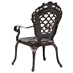 Set Of 2 Garden Dining Chairs Brown Aluminium Polyester Seat Pads Vintage Beliani