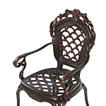 Set Of 2 Garden Dining Chairs Brown Aluminium Polyester Seat Pads Vintage Beliani