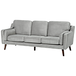 Sofa Light Grey 3 Seater Velvet Wooden Legs Classic Beliani