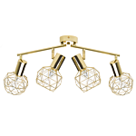 Ceiling Lamp Gold Metal 4 Light Cage Shades Adjustable Arms Modern Beliani