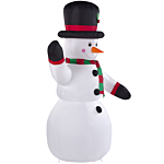 Outdoor Led Christmas Inflatable White Fabric Snowman Figure Garden Decoration Pre Lit Beliani