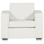 Armchair Club Chair White Split Leather Upholstery Chromed Legs Retro Design Beliani