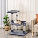 Pawhut Cat Tree Cat Scratching Post 2-tier Sisal Rope Scratching Post W/ Dangle Toy Beige