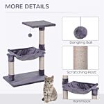 Pawhut Cat Tree Cat Scratching Post 2-tier Sisal Rope Scratching Post W/ Dangle Toy Beige