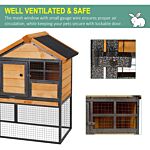 Pawhut Wood-metal Guinea Pigs Hutches Elevated Pet Bunny House Rabbit Cage With Slide-out Tray Outdoor