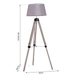 Homcom Wooden Adjustable Tripod Free Standing Floor Lamp Bedside Light E27 Bulb Compatible