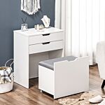 Homcom Dressing Table With Flip-up Mirror And Storage Stool, Vanity Table With Drawer And Hidden Compartments For Bedroom, Living Room, White