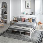 Homcom King Bed Frame, Metal Bed Base With Headboard And Footboard, Metal Slat Support And 31cm Underbed Storage Space