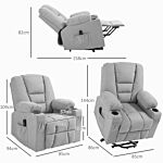 Homcom Oversized Riser And Recliner Chairs For The Elderly, Fabric Upholstered Lift Chair For Living Room With Remote Control, Side Pockets, Cup Holder, Light Grey