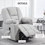 Homcom Oversized Riser And Recliner Chairs For The Elderly, Fabric Upholstered Lift Chair For Living Room With Remote Control, Side Pockets, Cup Holder, Light Grey