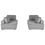 Sofa Set Grey Polyester Fabric 300 X 200 Cm Upholstered 4 Seater Modular Scandinavian Modern Beliani