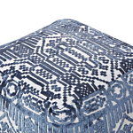 Pouffe Blue Polyester Viscose 45 X 45 X 45 Cm With Eps Filling Thick Cover Tufted Pattern Boho Beliani