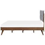 Eu Super King Size Bed Dark Mdf 6ft Frame With Upholstered Headrest And Slatted Base Beliani