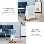 Homcom 2720w Oil Filled Radiator, Portable Electric Heater W/ 3 Heat Settings, Adjustable Thermostat, Safe Power-off, 11 Fins