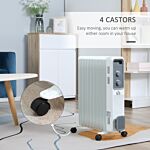 Homcom 2720w Oil Filled Radiator, Portable Electric Heater W/ 3 Heat Settings, Adjustable Thermostat, Safe Power-off, 11 Fins