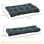 Outsunny 2pcs Garden Tufted Pallet Cushion Seat Pad 120l X 80w X 12dcm Back Cushion Patio For Indoor Outdoor Use, Dark Grey