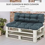 Outsunny 2pcs Garden Tufted Pallet Cushion Seat Pad 120l X 80w X 12dcm Back Cushion Patio For Indoor Outdoor Use, Dark Grey