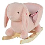 Homcom Toddlers Rabbit Plush Rocking Ride On W/ Sound Pink